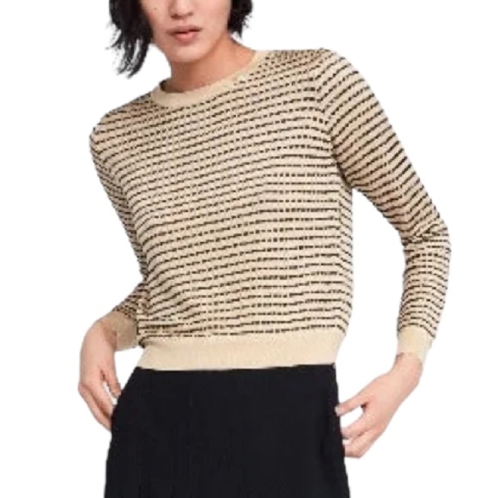 Zara Tan & Metallic Brown Knit Cropped Sweater - S